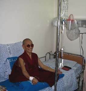 Kirti Tsenshab Rinpoche in hospital  at Haifa, Israel